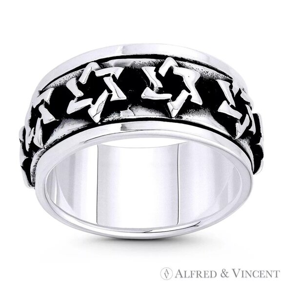 Star of David Jewish Emblem Religious Charm Men's Ring .925 Sterling Silver Sz13 - Picture 1 of 1